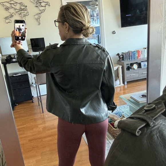 NWT Banana Republic black vintage genuine leather jacket early 2000s size XL! - Picture 5 of 7